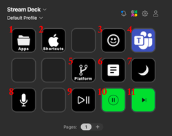 'Default' profile in Stream Deck's application