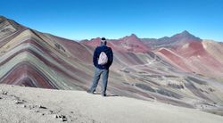 Staring at the rainbow mountain