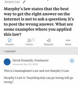 Screenshot from Quora about the Cunningham's law