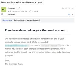 Email about fraud attempt from Mr. Scammer